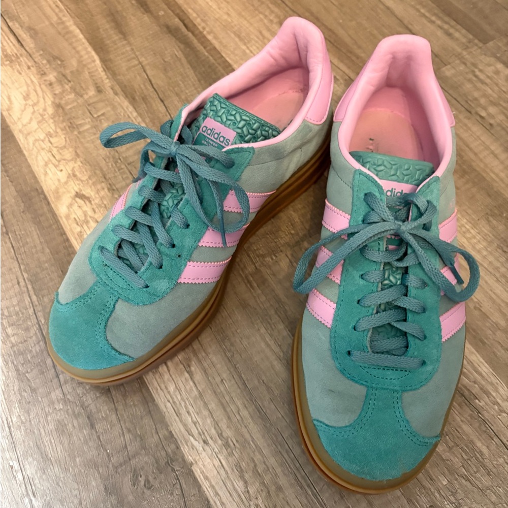 adidas Women's Gazelle Teal & Pink Suede Casual Sneakers
